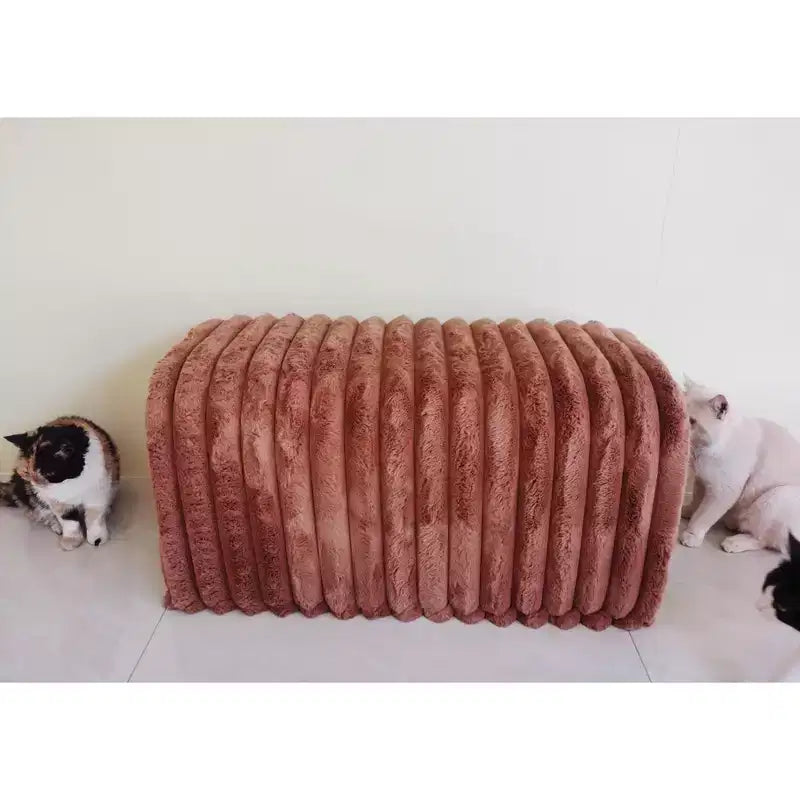 Banc de rangement ottoman pour animaux de compagnie en velours côtelé, niche pour chat à cacher pour le salon, l'entrée et la chambre à coucher, marron