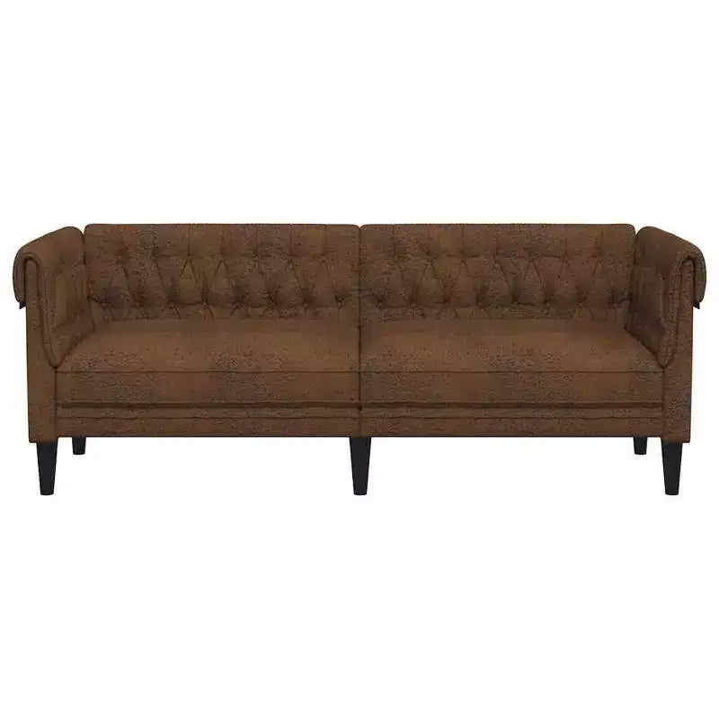 Canapé Chesterfield 3 places – Tissu marron – Élégant et confortable pour salon