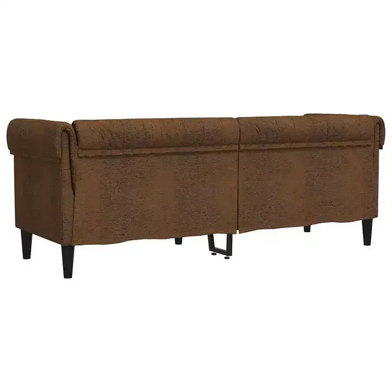 Canapé Chesterfield 3 places – Tissu marron – Élégant et confortable pour salon