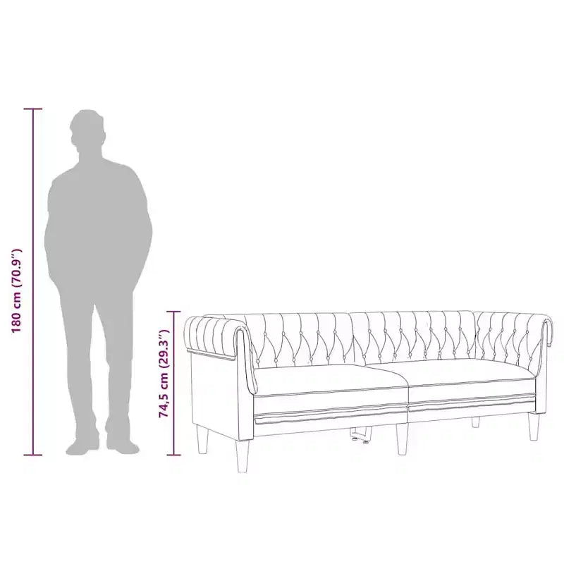 Canapé Chesterfield 3 places – Tissu marron – Élégant et confortable pour salon