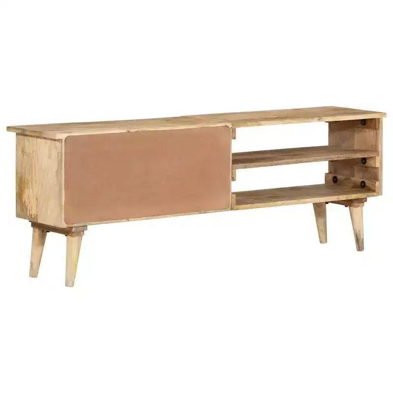 Meuble TV en Bois de Mangue Massif - Meuble TV de Style Ferme Rustique avec Tiroirs et Compartiments - Meuble TV Marron 55,1x11,8x19,7