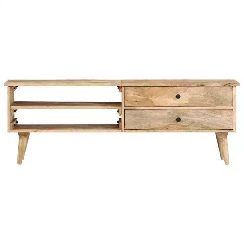 Meuble TV en Bois de Mangue Massif - Meuble TV de Style Ferme Rustique avec Tiroirs et Compartiments - Meuble TV Marron 55,1x11,8x19,7