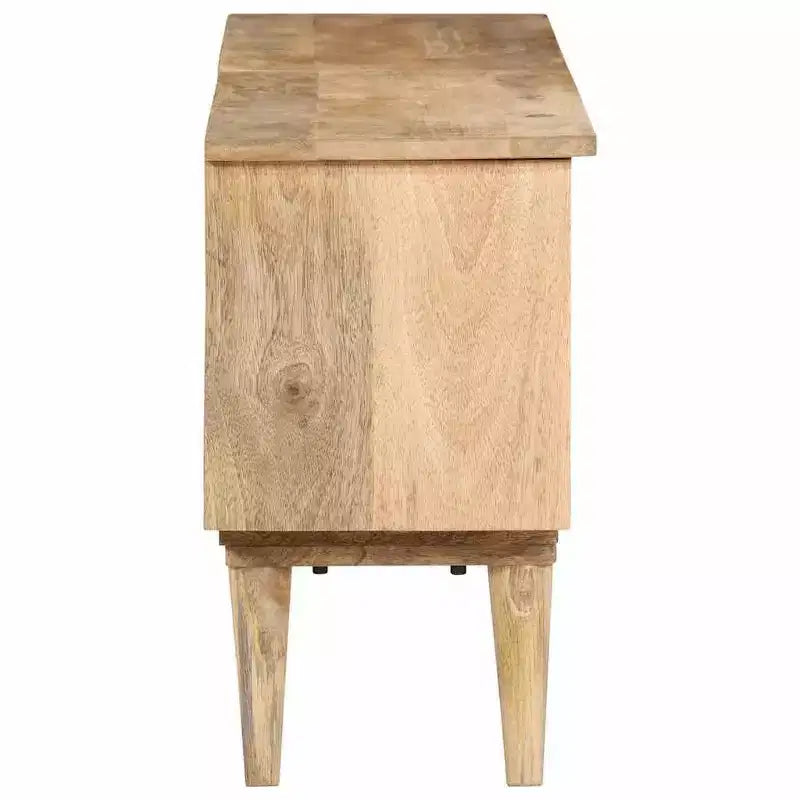 Meuble TV en Bois de Mangue Massif - Meuble TV de Style Ferme Rustique avec Tiroirs et Compartiments - Meuble TV Marron 55,1x11,8x19,7