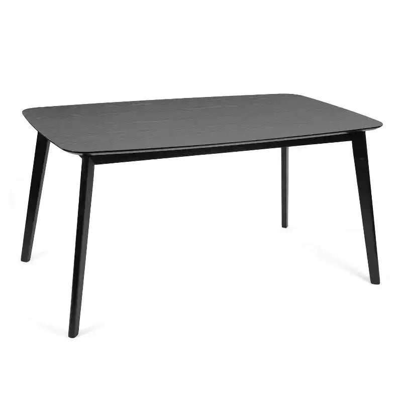 Table à manger minimaliste 59 pouces avec pieds en bois, Table de cuisine moderne, Table rectangulaire pour salon, cuisine, salle à manger, Noir