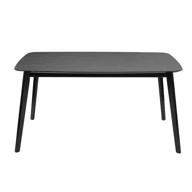 Table à manger minimaliste 59 pouces avec pieds en bois, Table de cuisine moderne, Table rectangulaire pour salon, cuisine, salle à manger, Noir