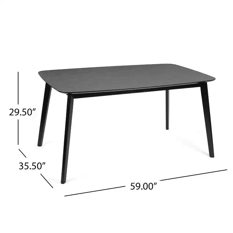 Table à manger minimaliste 59 pouces avec pieds en bois, Table de cuisine moderne, Table rectangulaire pour salon, cuisine, salle à manger, Noir