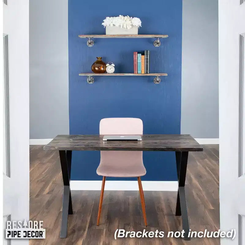 Étagère en bois massif à bords bruts grise de 91 cm (bois uniquement) par