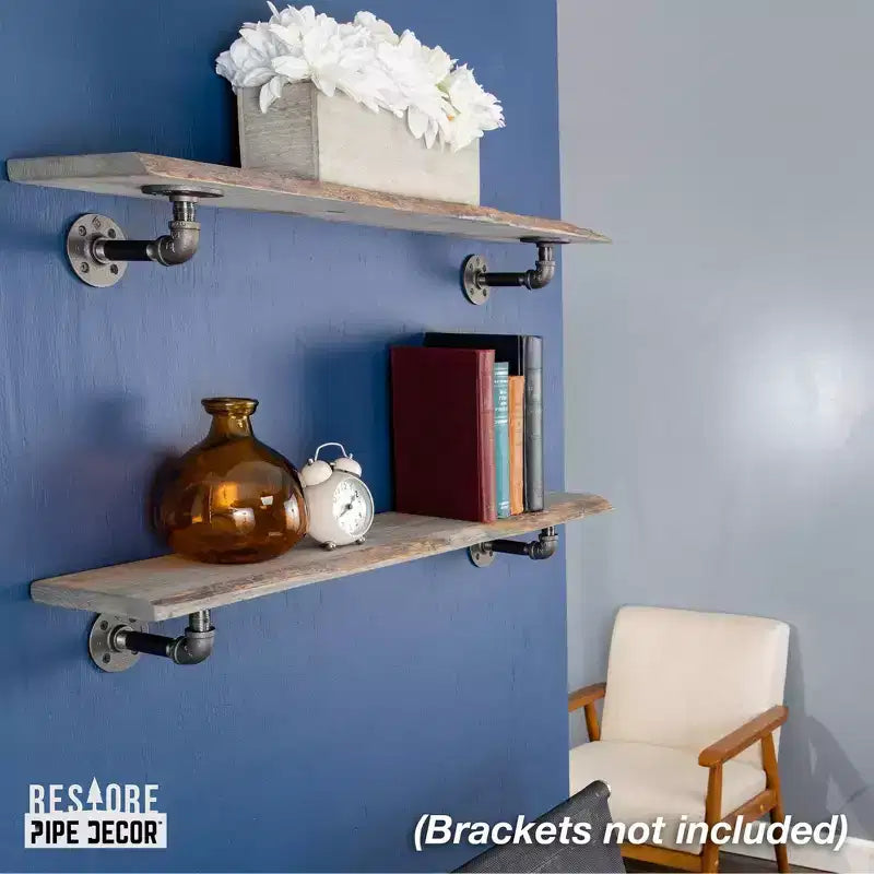 Étagère en bois massif à bords bruts grise de 91 cm (bois uniquement) par