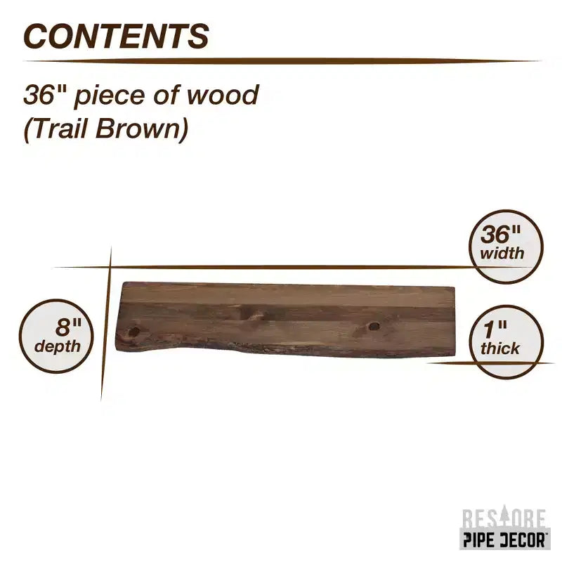 Étagère murale en bois à bord brut de 91,44 cm, coloris marron (bois uniquement) par