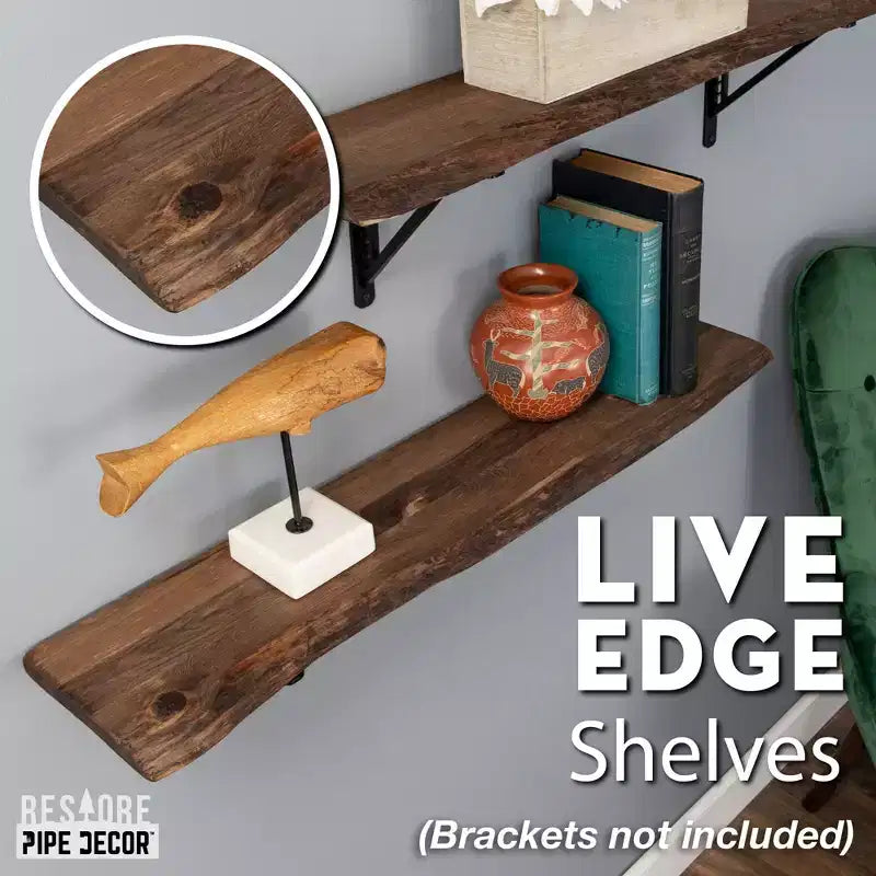 Étagère murale en bois à bord brut de 91,44 cm, coloris marron (bois uniquement) par