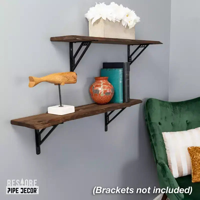 Étagère murale en bois à bord brut de 91,44 cm, coloris marron (bois uniquement) par