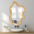   Modern Wooden Decorative Irregular Shaped Wall Mirror