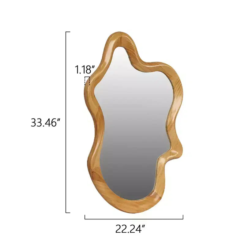 Miroir mural décoratif moderne en bois de forme irrégulière