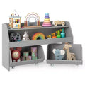  Kids Toy Storage Organizer with 2 Movable Drawers Open Shelf Compartment for Kids Gray/White