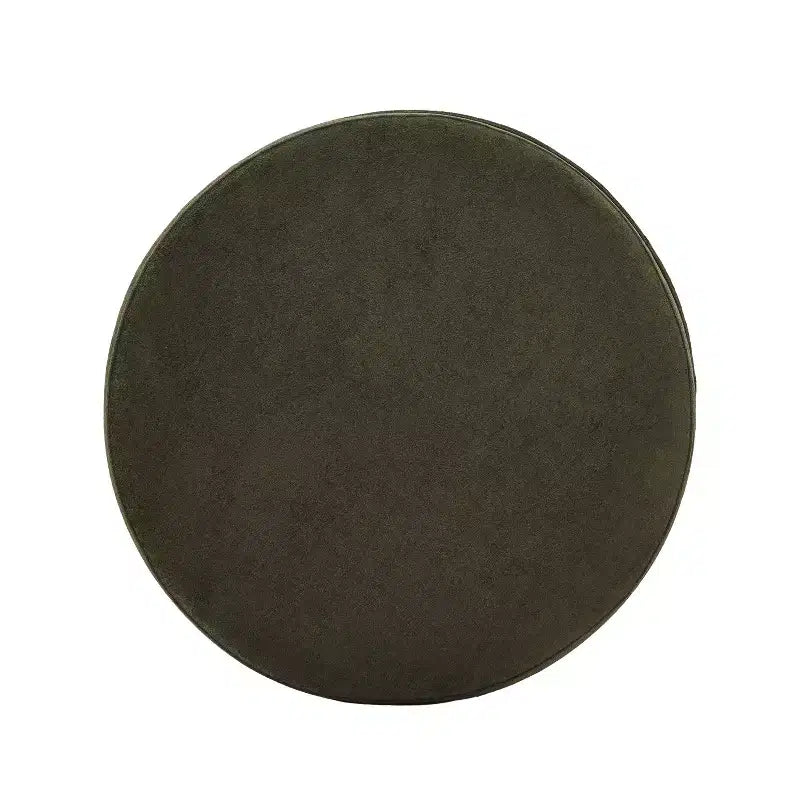 Ottoman de rangement rond rembourré avec base en bois d'hévéa