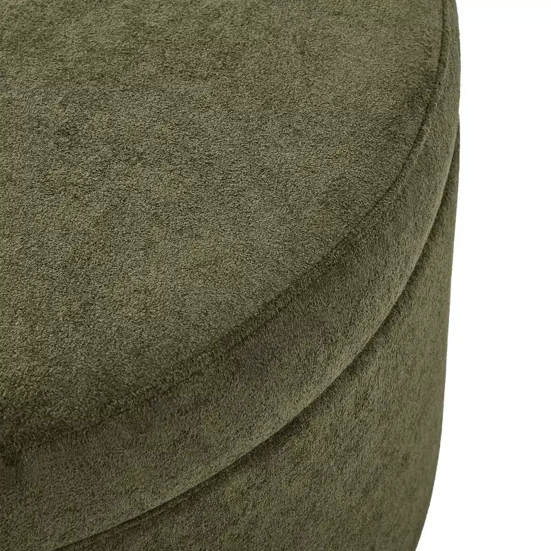 Ottoman de rangement rond rembourré avec base en bois d'hévéa