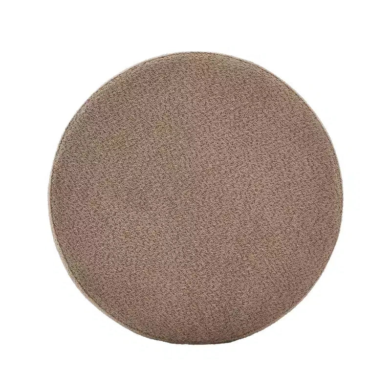 Ottoman de rangement rond rembourré avec base en bois d'hévéa