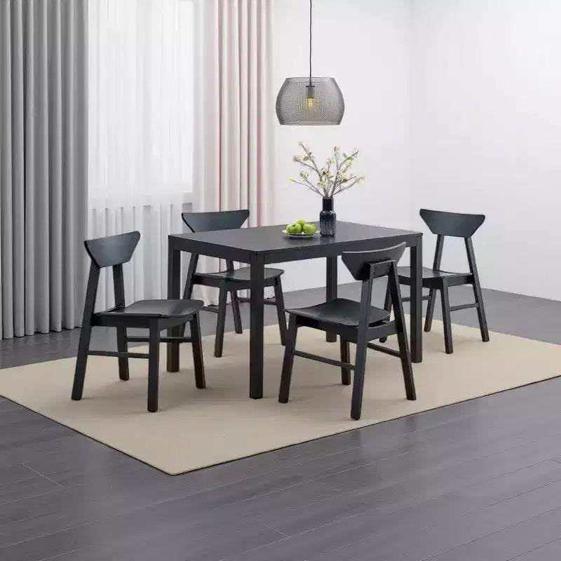 Table à manger, Plateau rectangulaire 120 cm, Bois noir scandinave