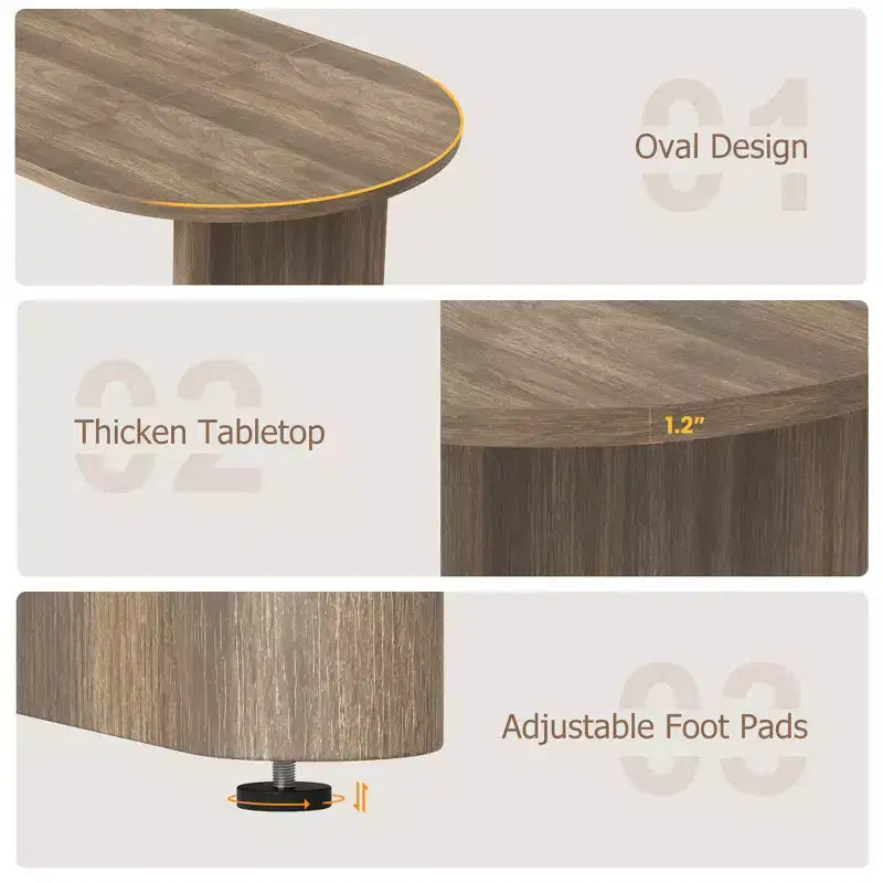 Table à manger ovale de ferme moderne pour 6-8 personnes Base en bois épaisse et robuste Spacieuse pour la salle à manger, la cuisine, le salon
