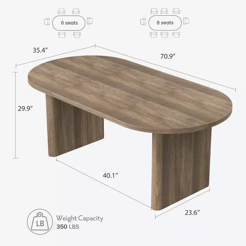 Table à manger ovale de ferme moderne pour 6-8 personnes Base en bois épaisse et robuste Spacieuse pour la salle à manger, la cuisine, le salon