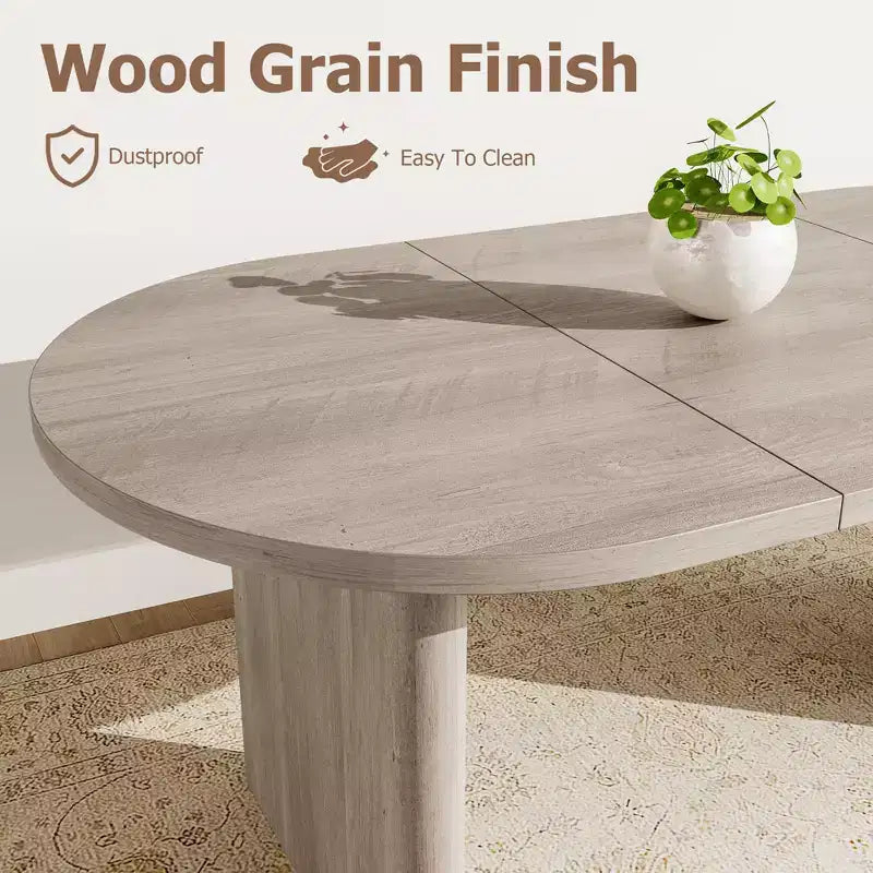 Table à manger ovale de ferme moderne pour 6-8 personnes Base en bois épaisse et robuste Spacieuse pour la salle à manger, la cuisine, le salon