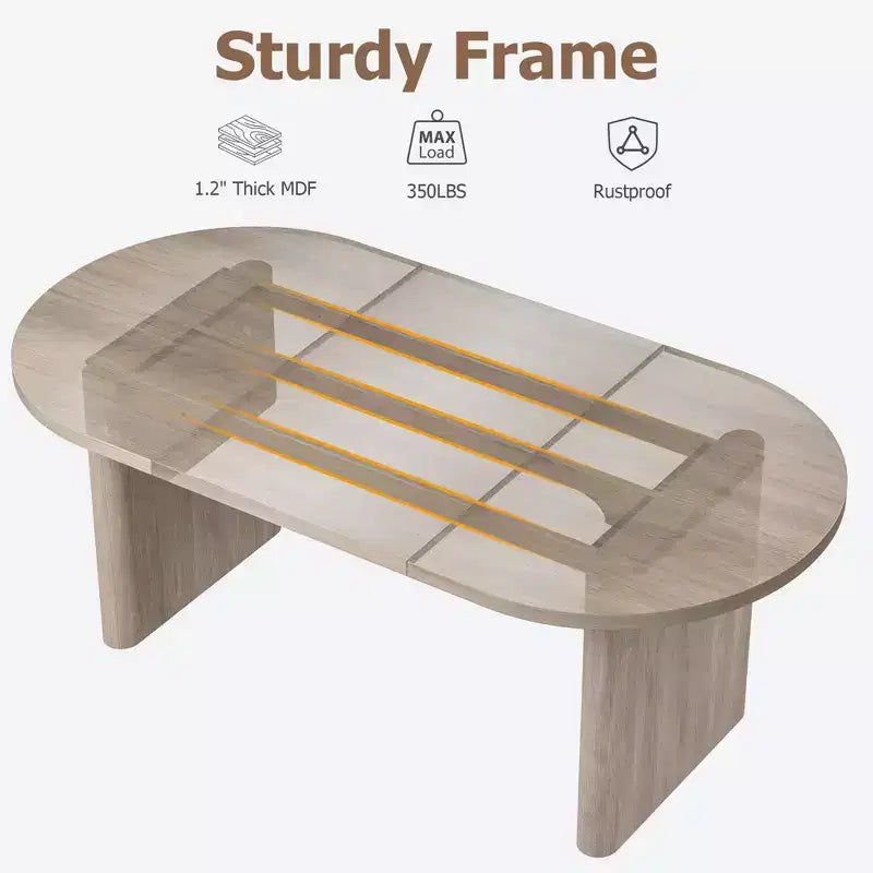 Table à manger ovale de ferme moderne pour 6-8 personnes Base en bois épaisse et robuste Spacieuse pour la salle à manger, la cuisine, le salon