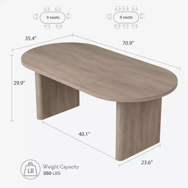 Table à manger ovale de ferme moderne pour 6-8 personnes Base en bois épaisse et robuste Spacieuse pour la salle à manger, la cuisine, le salon