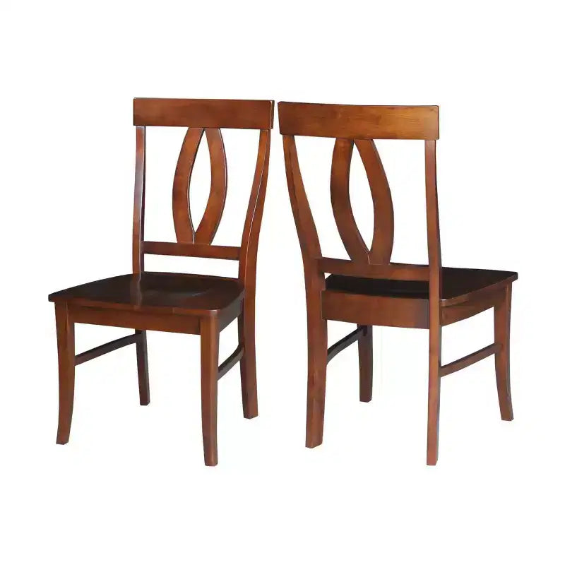 Lot de 2 chaises à dossier ajouré espresso -