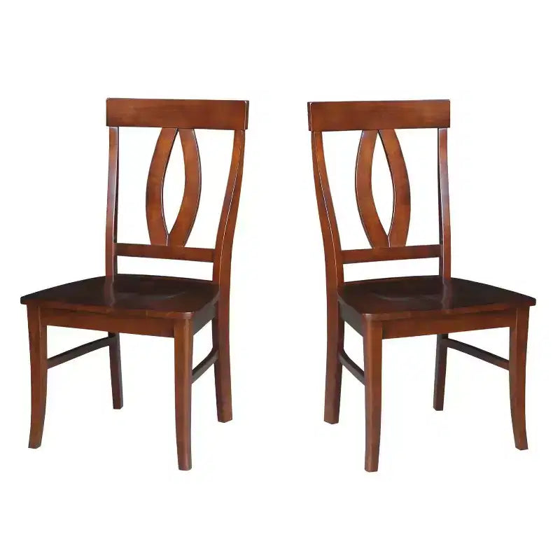 Lot de 2 chaises à dossier ajouré espresso -