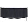 Granite Top and Metal Legs Racetrack Sideboard Cabinet White/Charcoal - : Mango Wood, Fixed Shelf, Luxury