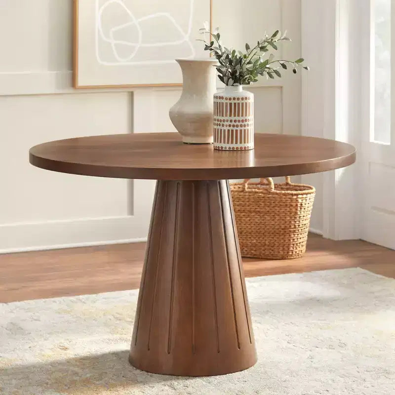 Table de salle à manger moderne sur pied rond 45 po Noyer