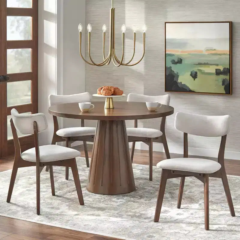 Table de salle à manger moderne sur pied rond 45 po Noyer
