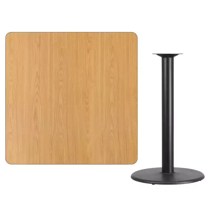 Dessus de table laminé carré de 42 avec base de table ronde de 24 de hauteur bar