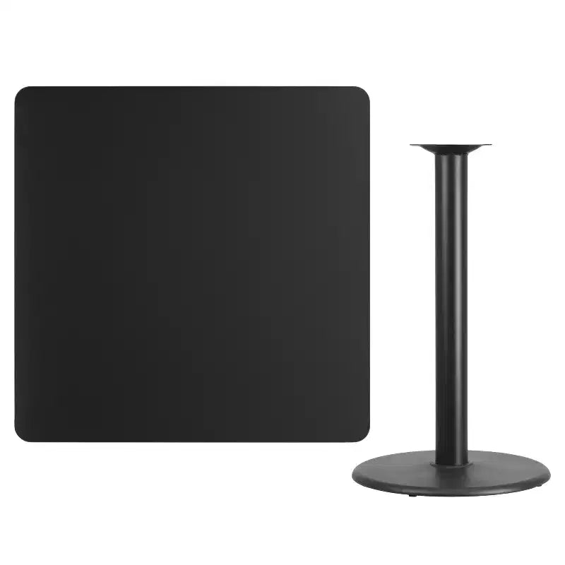 Dessus de table laminé carré de 42 avec base de table ronde de 24 de hauteur bar