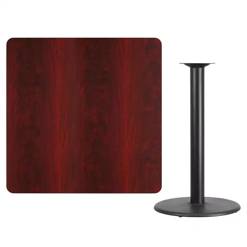 Dessus de table laminé carré de 42 avec base de table ronde de 24 de hauteur bar