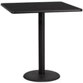 Dessus de table laminé carré de 42 avec base de table ronde de 24 de hauteur bar