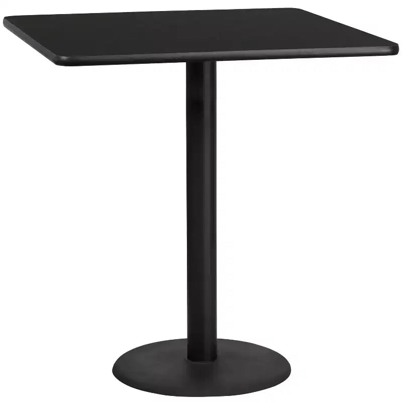 Dessus de table laminé carré de 42 avec base de table ronde de 24 de hauteur bar