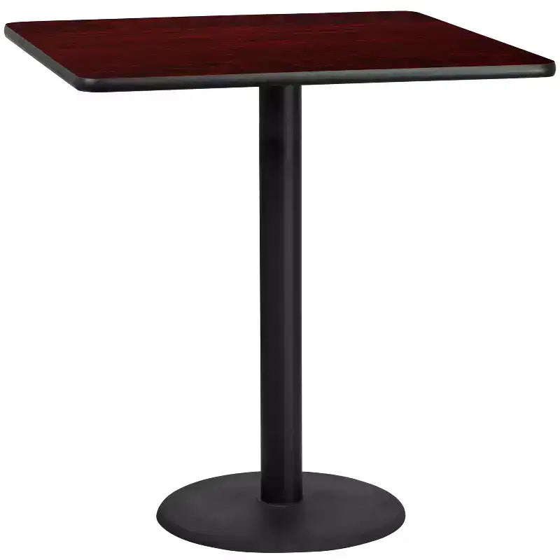 Dessus de table laminé carré de 42 avec base de table ronde de 24 de hauteur bar