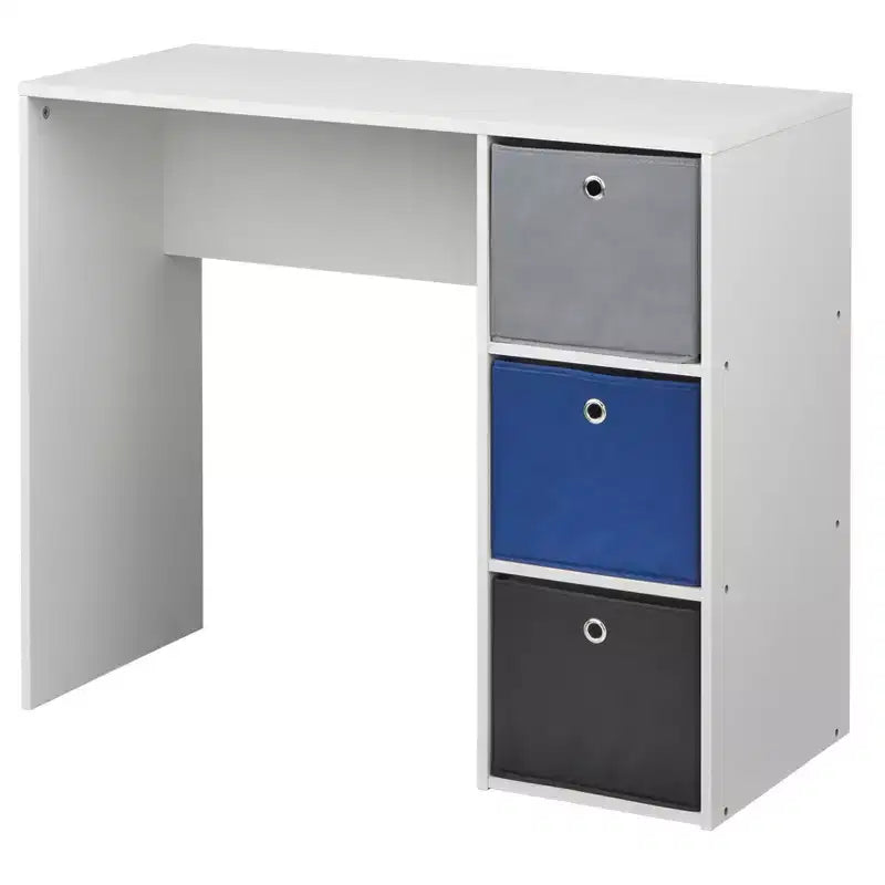 Student Writing Desk with 3 Fabric Bins - 