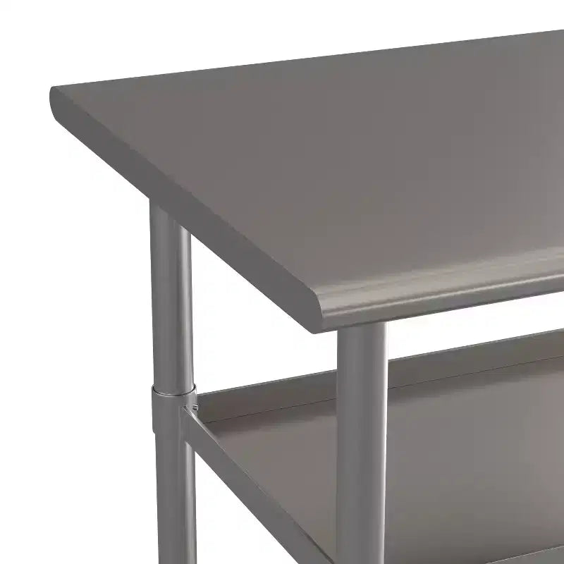 Table de travail en acier inoxydable de calibre 18 certifiée NSF avec 2 étagères inférieures