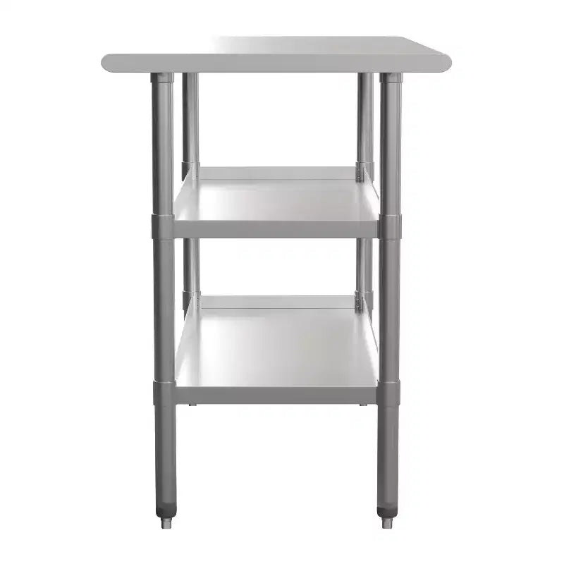 Table de travail en acier inoxydable de calibre 18 certifiée NSF avec 2 étagères inférieures