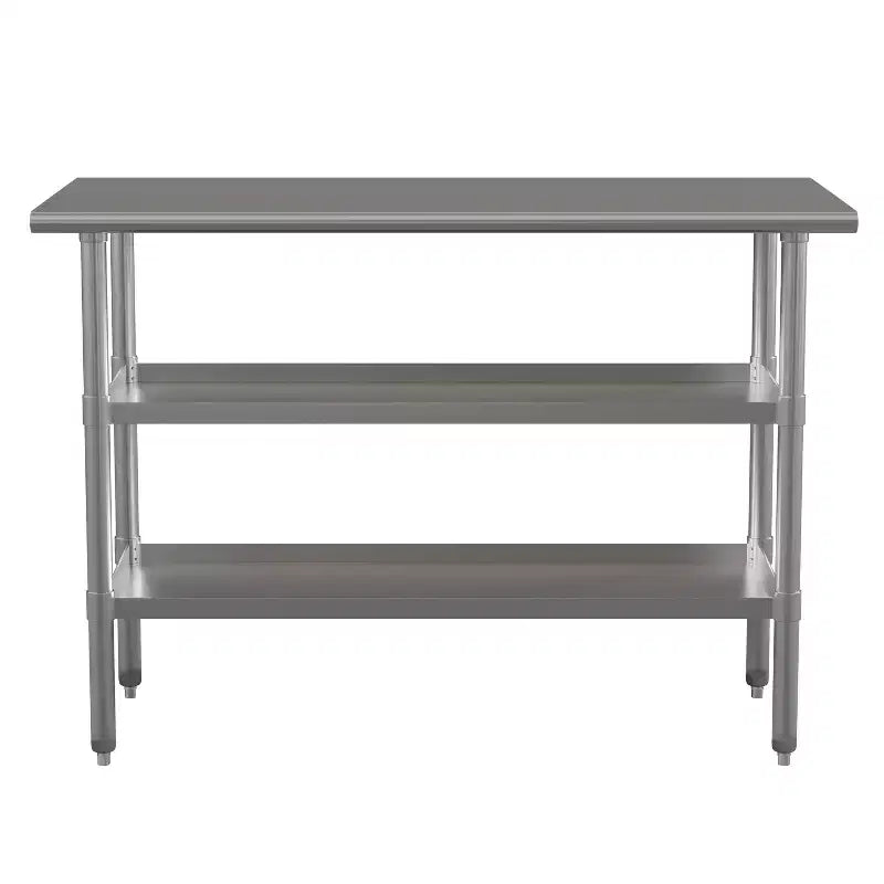 Table de travail en acier inoxydable de calibre 18 certifiée NSF avec 2 étagères inférieures